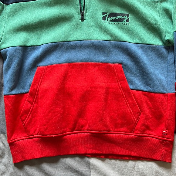 Tommy Jeans 1/4 Zip Sweater (Green/Blue/Red) - Men’s M - Picture 6 of 9